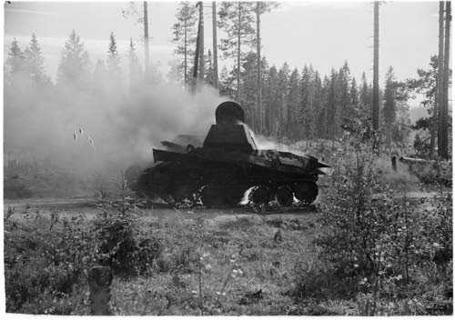 Burning light T-70 tank (1944)