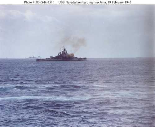USS Nevada shelling Iwo Jima