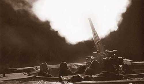 AA gun firing