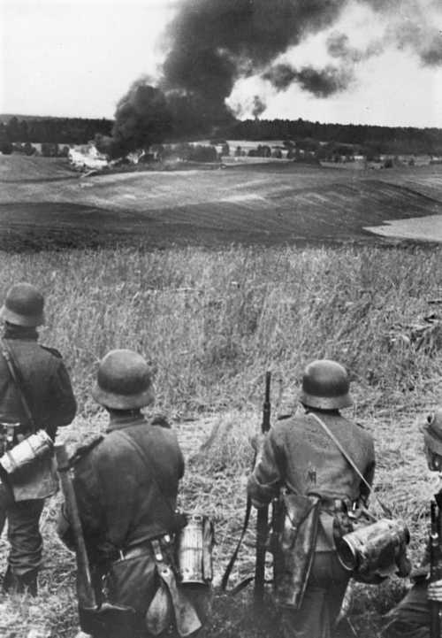 Soviet village set on fire