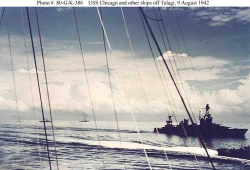 USS Chicago and other ships off Tulagi