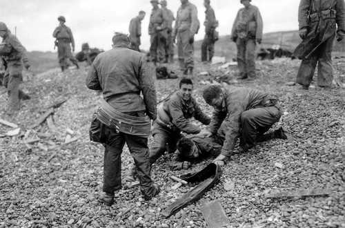 Helping a wounded soldier