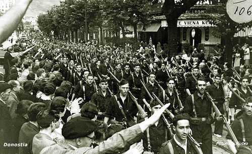 Falangist troops marching