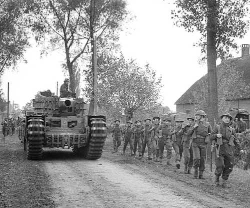 Churchill tank in infantry support