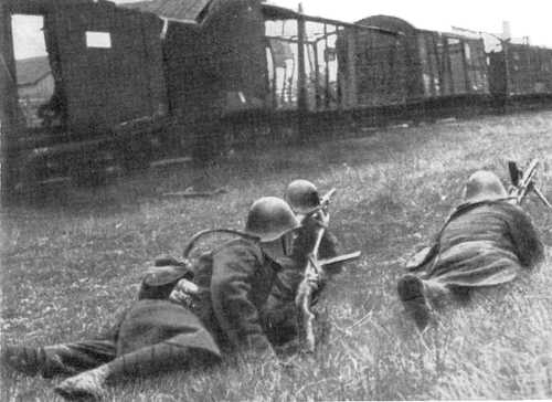 Romanian infantry in action. Bohemia