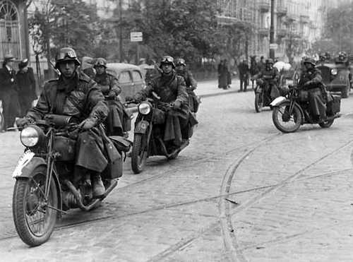 WWII starts. Germans in Warsaw.