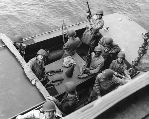 Patton going ashore in North Africa