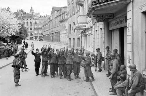 German soldiers surrendering in Baden-Baden