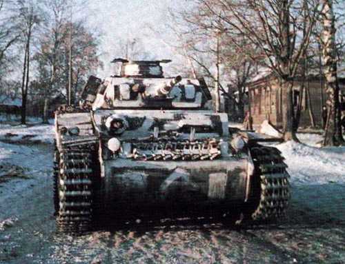 Panzer III with make-shift winter camo