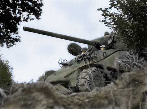 A Sherman tank in France col.