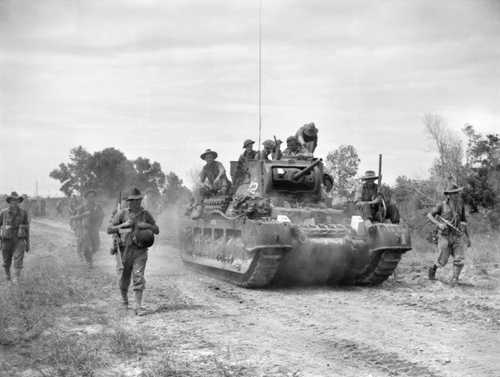 Aussie soldiers and tank together