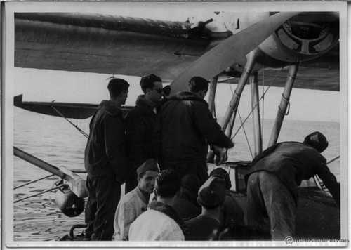 Climbing into the seaplane