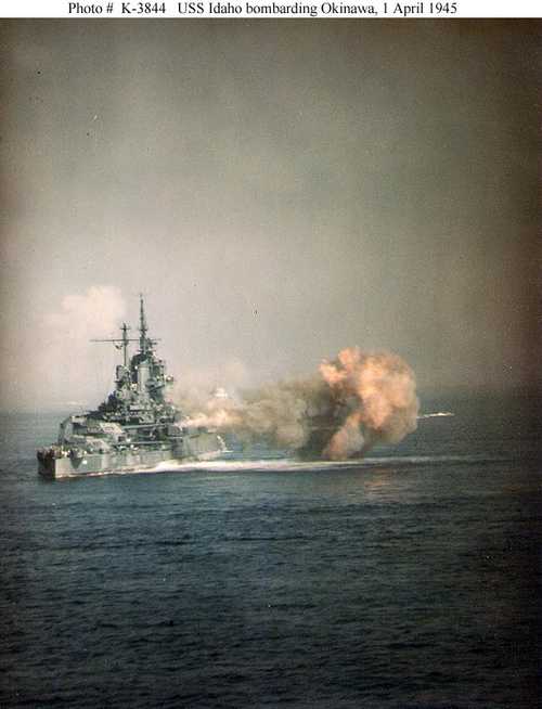 USS Idaho during the bombardment of Okinawa