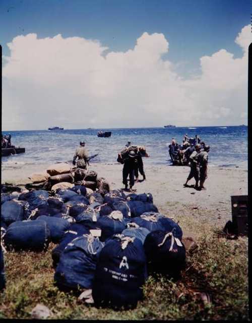 Unloading supplies on Guadalcanal