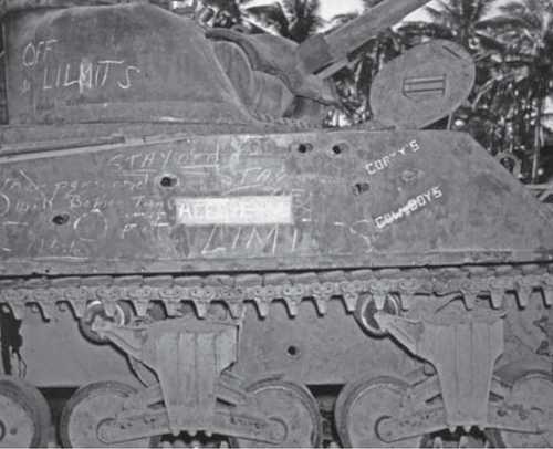 Knocked out Sherman Tank