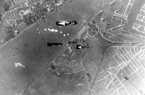 Tilbury under bombardment.