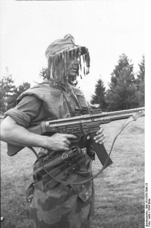 German Infantryman with Ghillie-hat