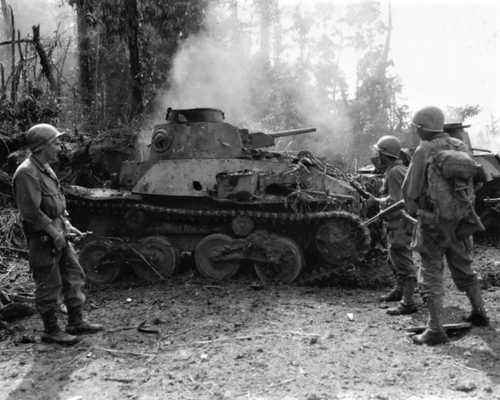 Knocked-out light tank