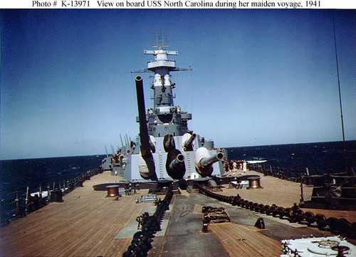 View on board USS North Carolina during her maiden voyage