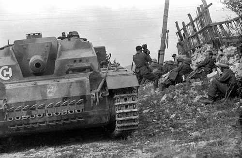 German armor and infantry