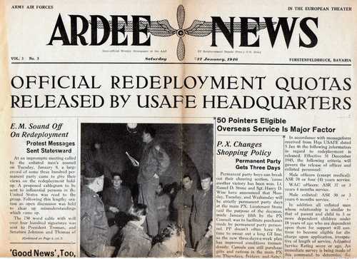 New Point Scores for Redeployment Home - Jan. 1946