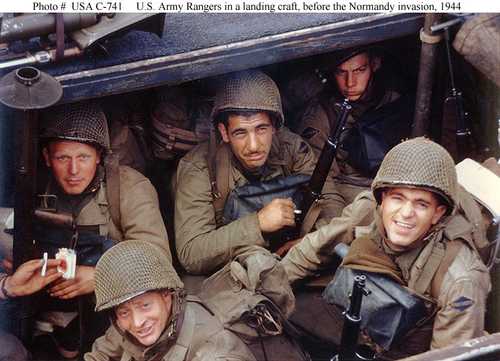 U.S. Army Rangers in a landing craft, D-Day Invasion