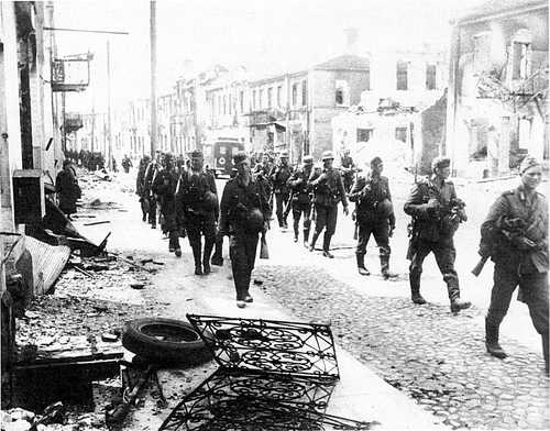 Infantry moves in