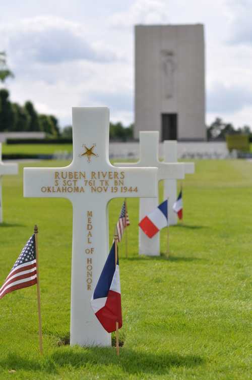 Grave of Staff Sgt Ruben Rivers, 761st Tank Batt.