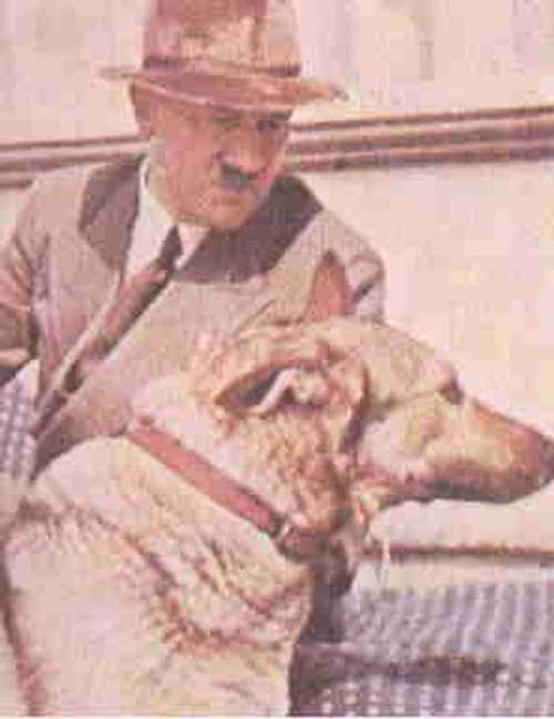 Painting of Hitler and his dog Blondie