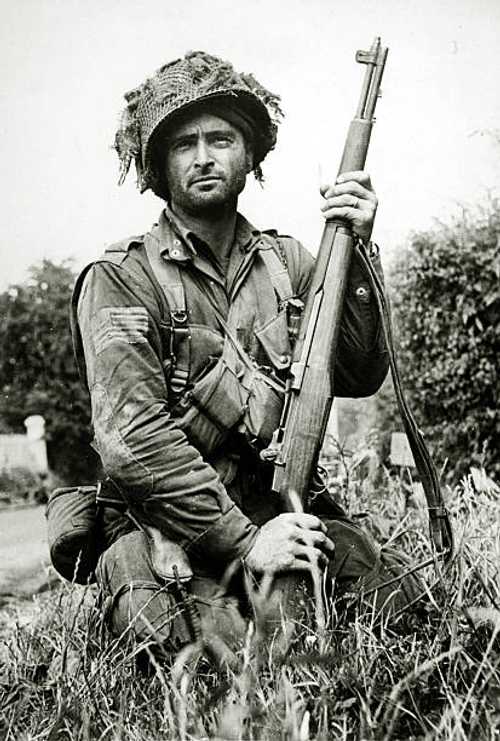 With his trusty M1 Garand