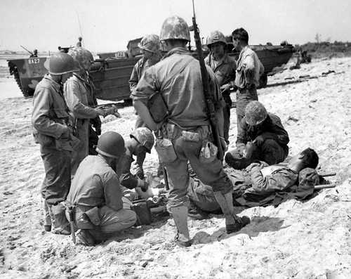 Wounded Marine on Okinawa