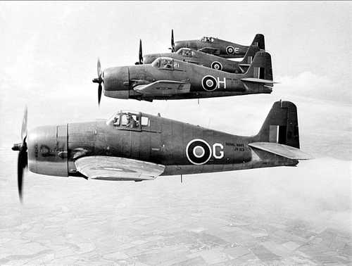 Hellcat fighters in flight