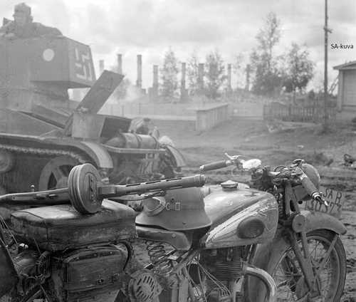 Finnish motorcycle and T-26 tank