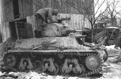 a Hotchkiss Tank at Ostheim 1945.
