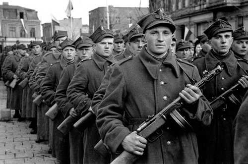 The soldiers Army Poland in fight with fascism.