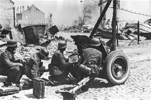 Anti-tank gun on street