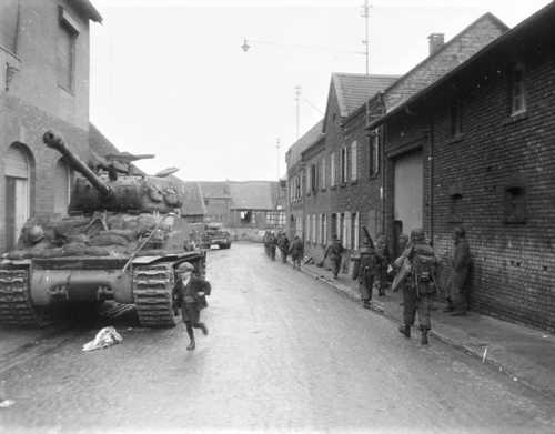 On a street in a small Normandy town