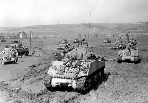 Sherman tanks pausing