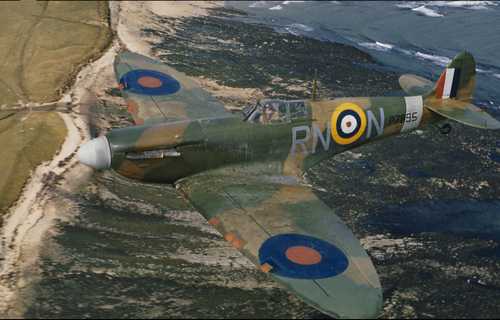 Spitfire over the coast of England