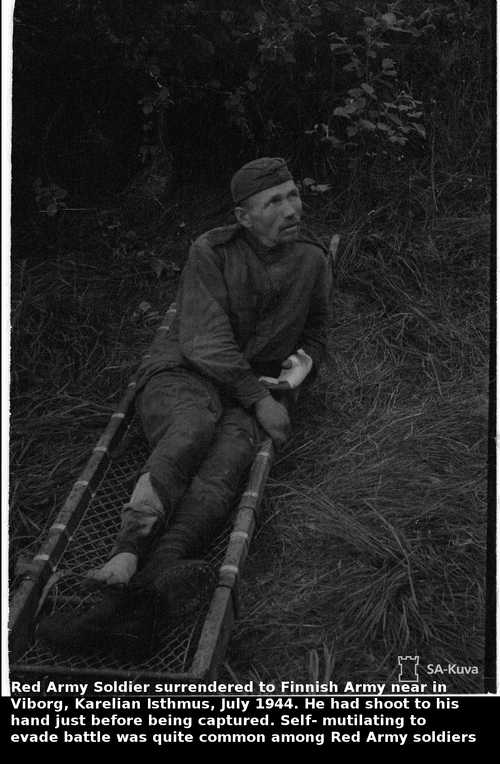 Red Army POW, self-mutiliting himself (1944)