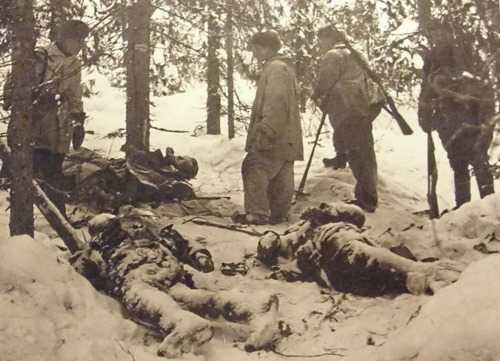 Finnish Troops inspect Soviets deads