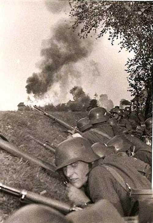 Taking cover, Poland, 1939.