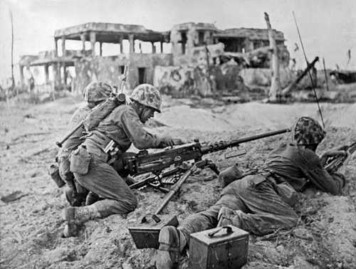 Marines set up a .50 cal 