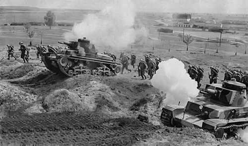 Czechoslovak infantry and LT35 tanks