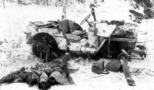 Destroyed  American jeep