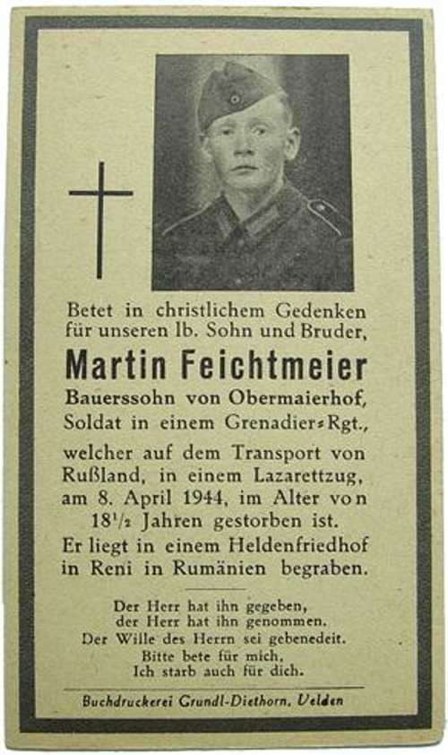 WH Deathnotice Eastern Front