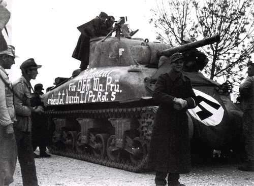 Sherman with German writing