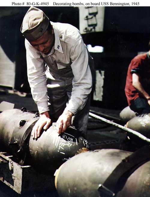 Decoratign bombs, on board USS Bennington