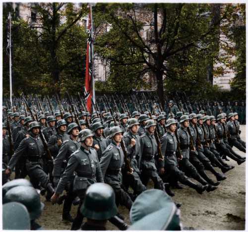 German troops parade through Warsaw,Poland, 1939