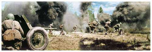 Soviet soldiers in the attack